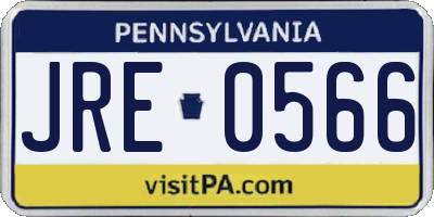 PA license plate JRE0566