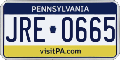 PA license plate JRE0665