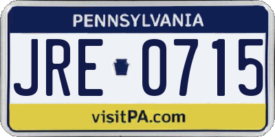 PA license plate JRE0715