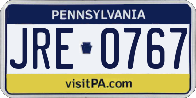 PA license plate JRE0767