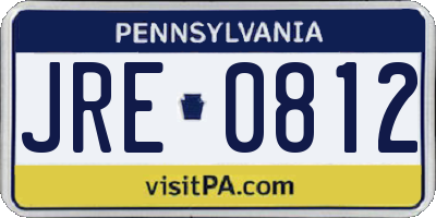 PA license plate JRE0812