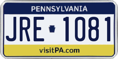 PA license plate JRE1081