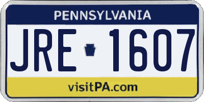 PA license plate JRE1607