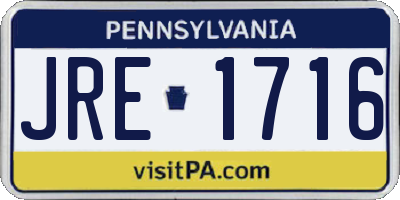 PA license plate JRE1716