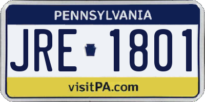 PA license plate JRE1801