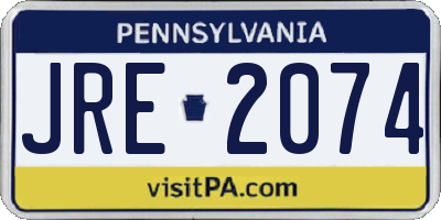 PA license plate JRE2074