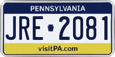 PA license plate JRE2081