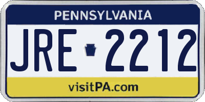 PA license plate JRE2212