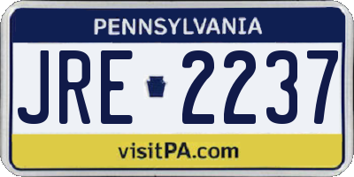 PA license plate JRE2237