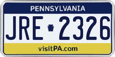 PA license plate JRE2326