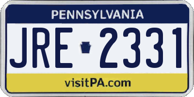 PA license plate JRE2331