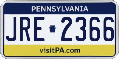 PA license plate JRE2366