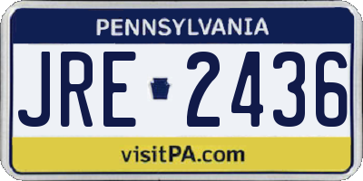 PA license plate JRE2436