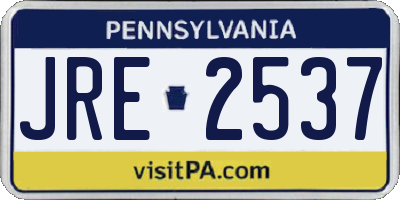 PA license plate JRE2537