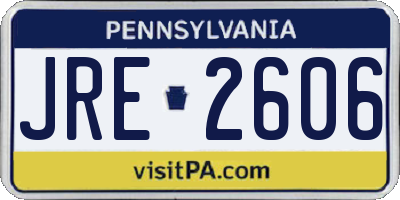 PA license plate JRE2606