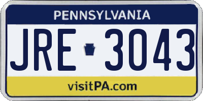 PA license plate JRE3043