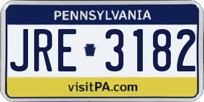 PA license plate JRE3182