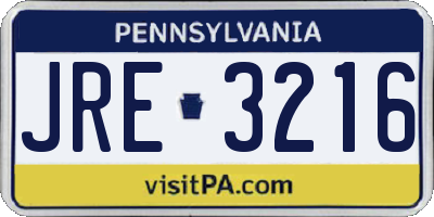 PA license plate JRE3216