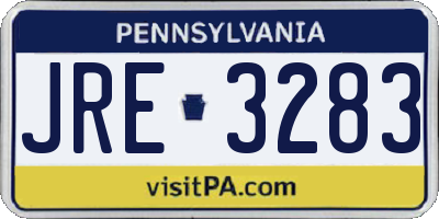 PA license plate JRE3283