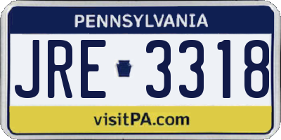 PA license plate JRE3318