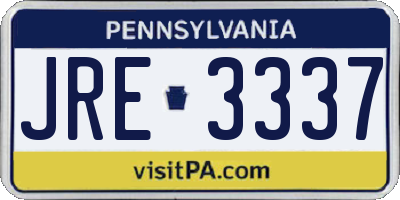 PA license plate JRE3337