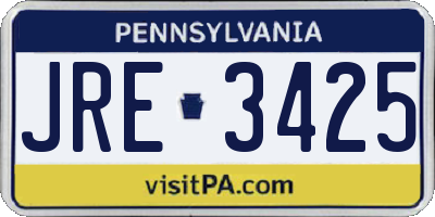 PA license plate JRE3425
