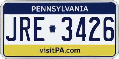 PA license plate JRE3426