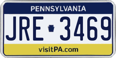 PA license plate JRE3469