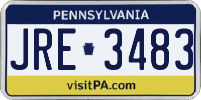 PA license plate JRE3483