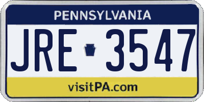 PA license plate JRE3547
