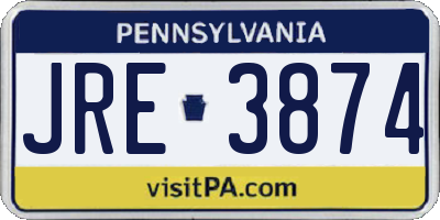 PA license plate JRE3874