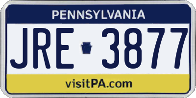 PA license plate JRE3877