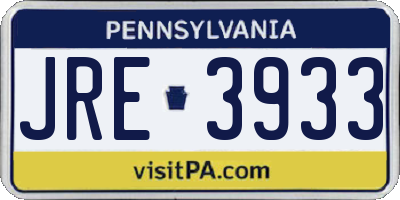 PA license plate JRE3933