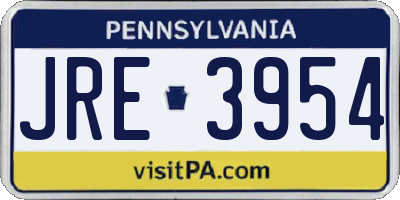 PA license plate JRE3954
