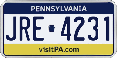 PA license plate JRE4231