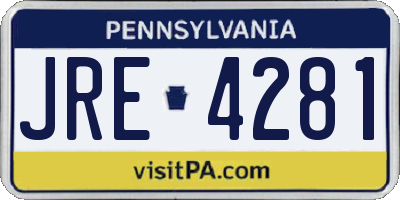 PA license plate JRE4281