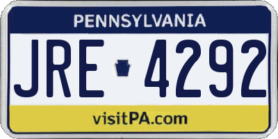 PA license plate JRE4292