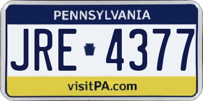PA license plate JRE4377