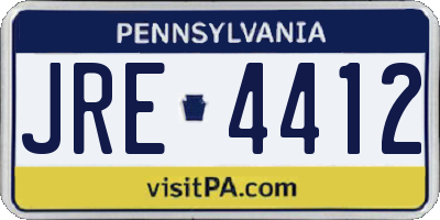 PA license plate JRE4412