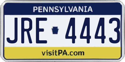 PA license plate JRE4443
