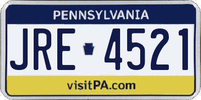 PA license plate JRE4521