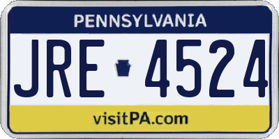 PA license plate JRE4524