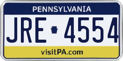 PA license plate JRE4554