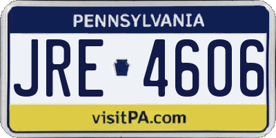 PA license plate JRE4606