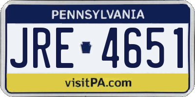 PA license plate JRE4651