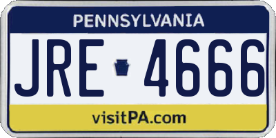 PA license plate JRE4666