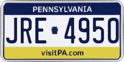 PA license plate JRE4950