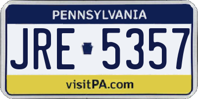 PA license plate JRE5357