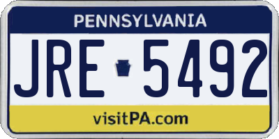 PA license plate JRE5492