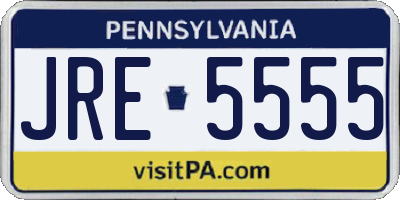 PA license plate JRE5555